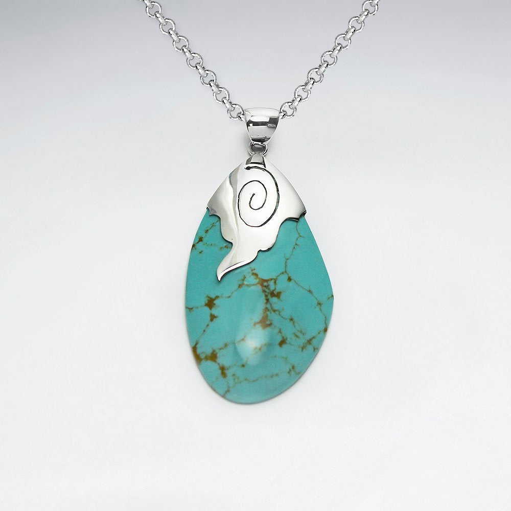 Green Turquoise Silver Pendant