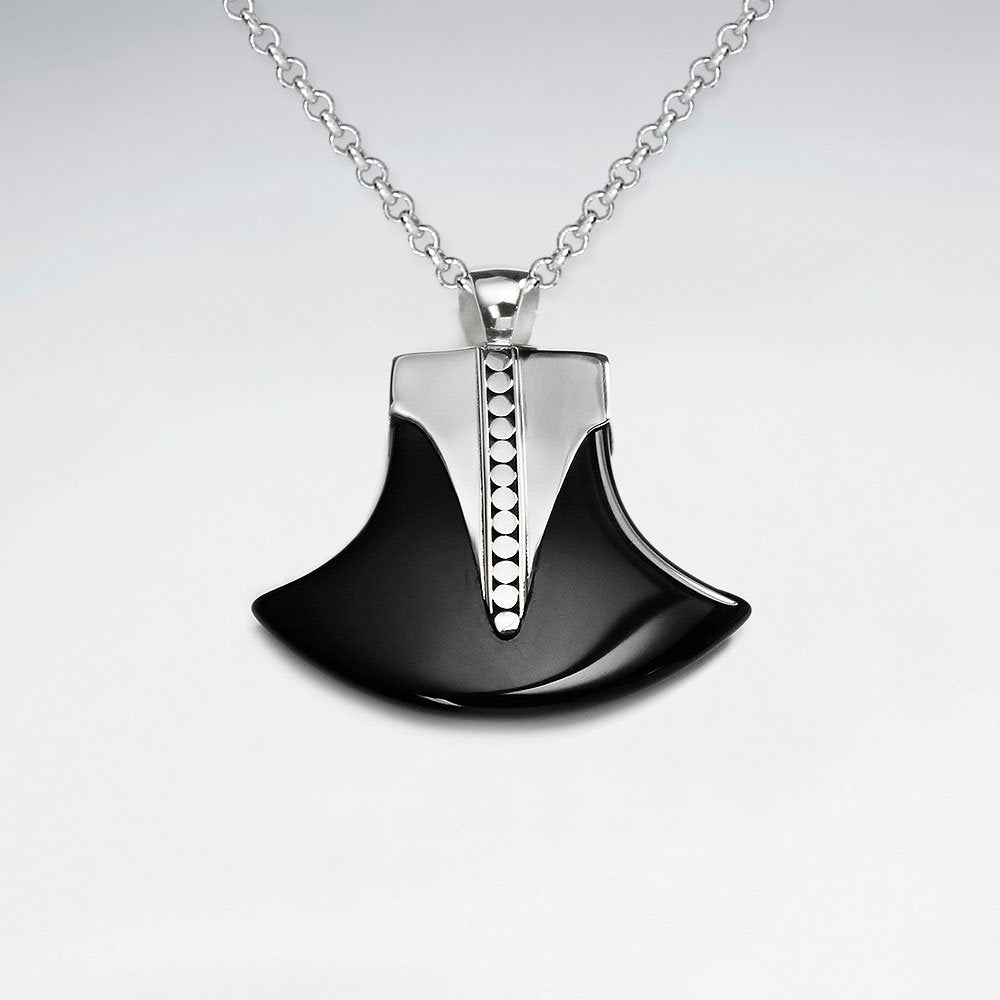 Axe Black Stone Silver Stone Pendant