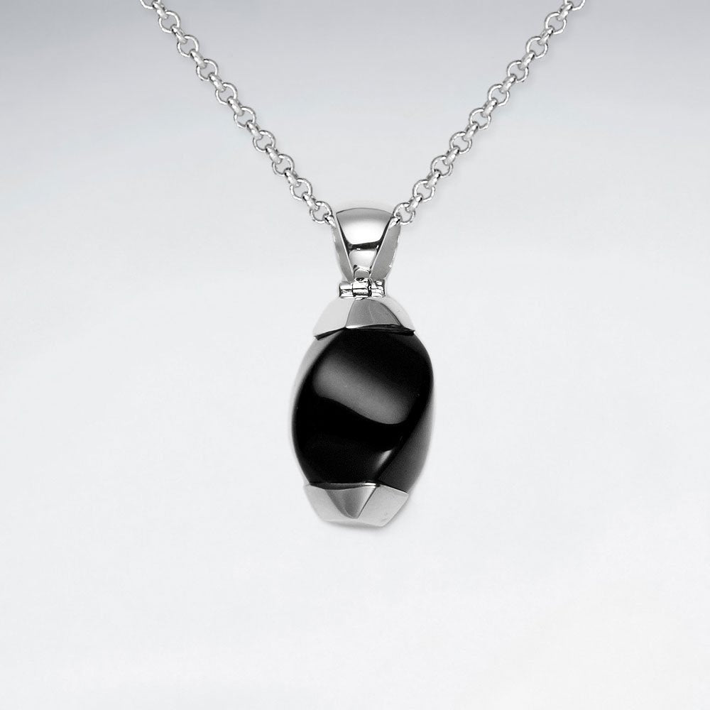 Twisted Black Stone Silver Pendant
