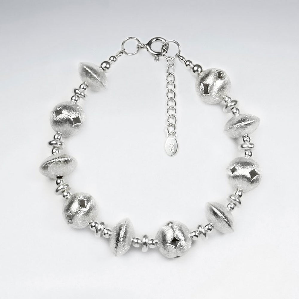 7" Thai Handcrafted Silver Circle Beaded Bracelet