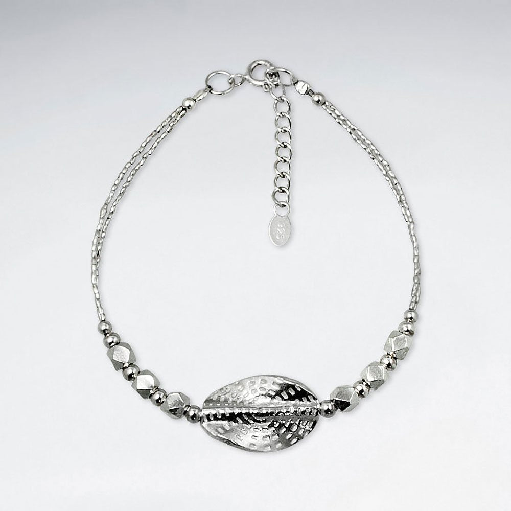 7" Thai Handmade Delicate Silver Oval Twist Charm Bracelet