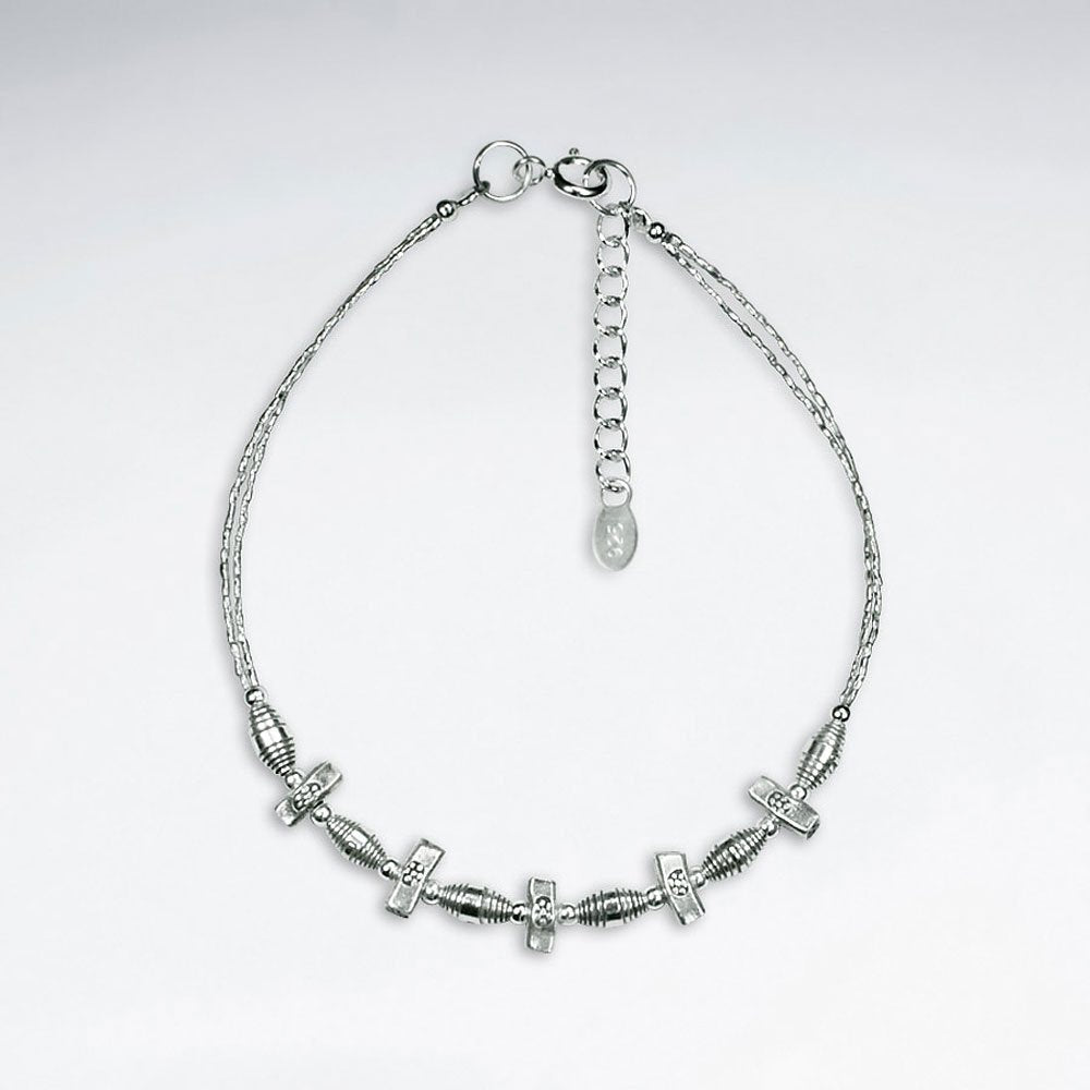 7" Thai Delicate Handmade Silver Chain with Petite Accent Charms