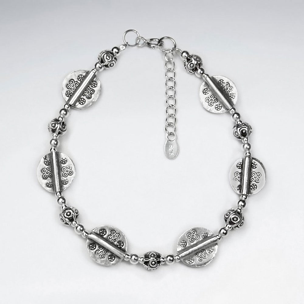 7" Thai Leaf Pattern Handmade Silver Chain with Clasp