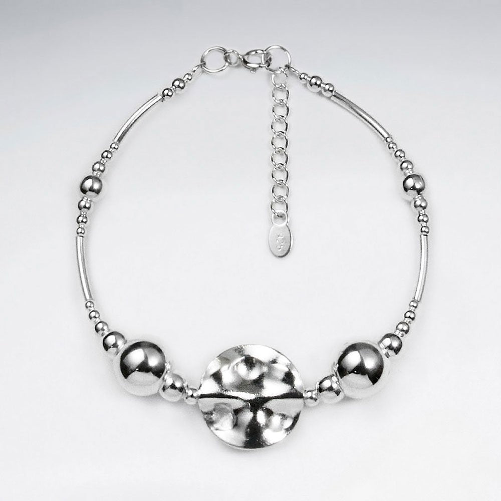 7" Gorgeous Thai Handmade Bracelet With Bold Circular Accent Charms