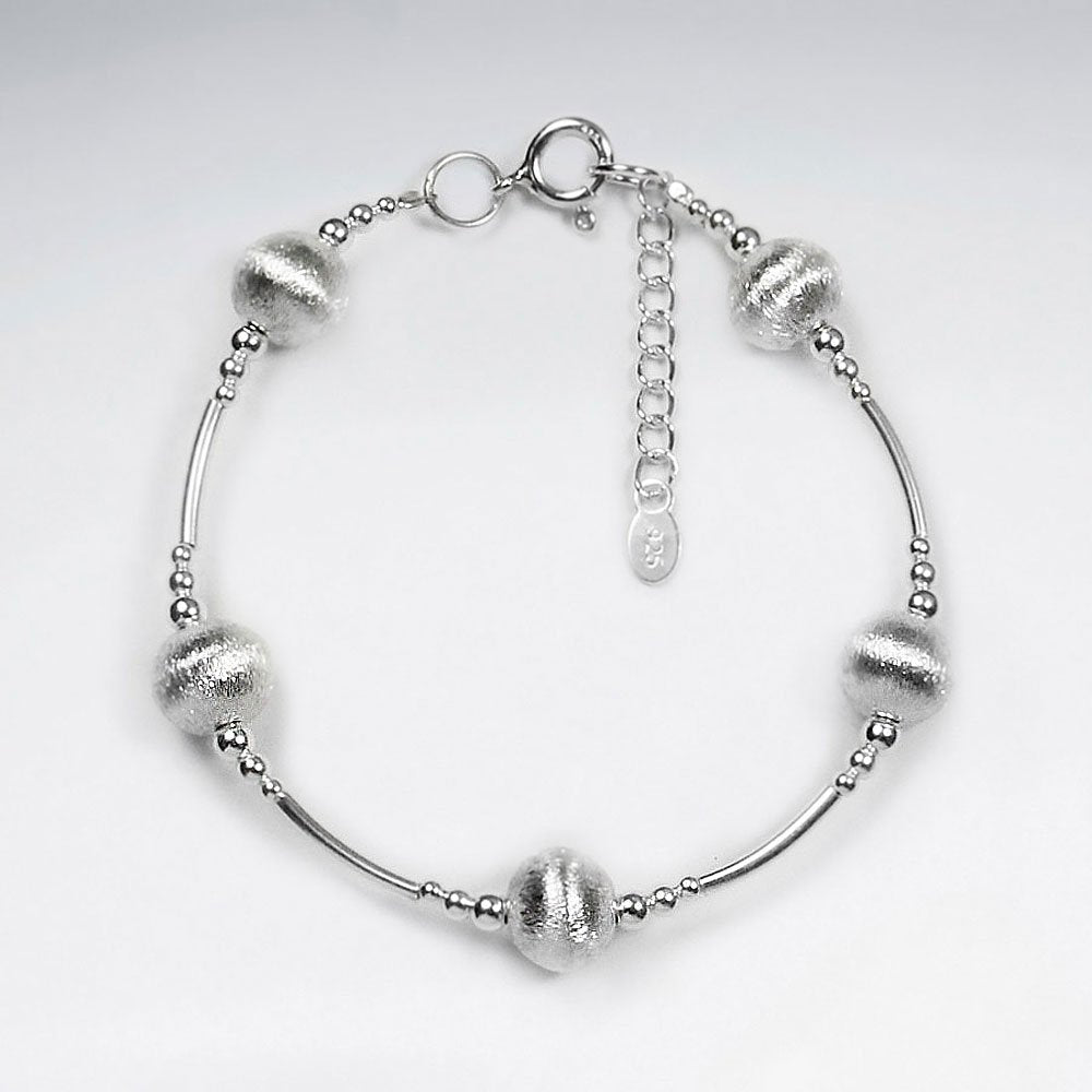 7" Thai Handmade Circle Charm Bracelet in Silver