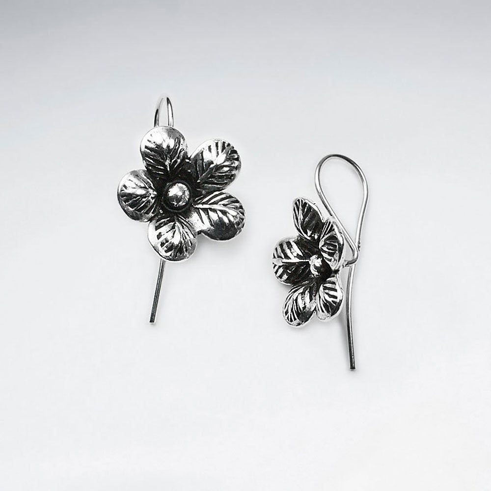 Oxidized Silver Violet Inspired Dangle Earrings