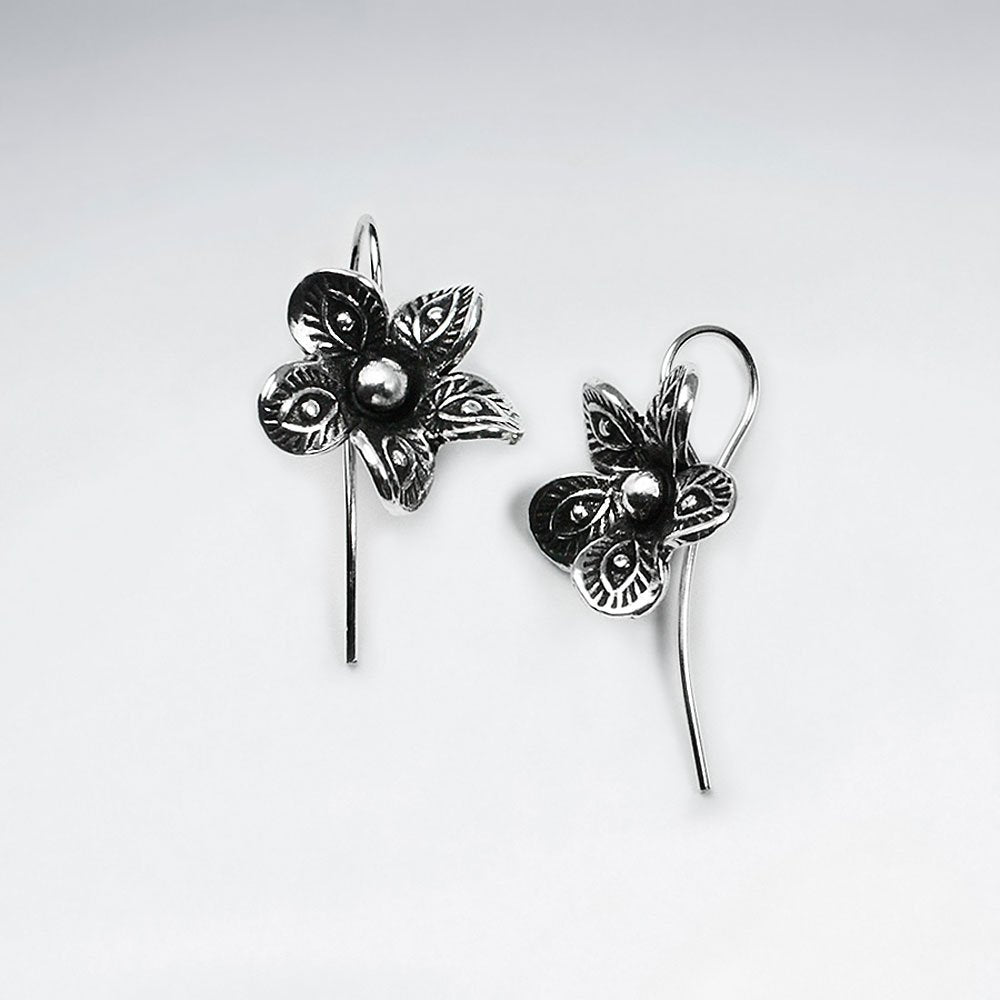 Elaborate Textured Flower Hook earrings