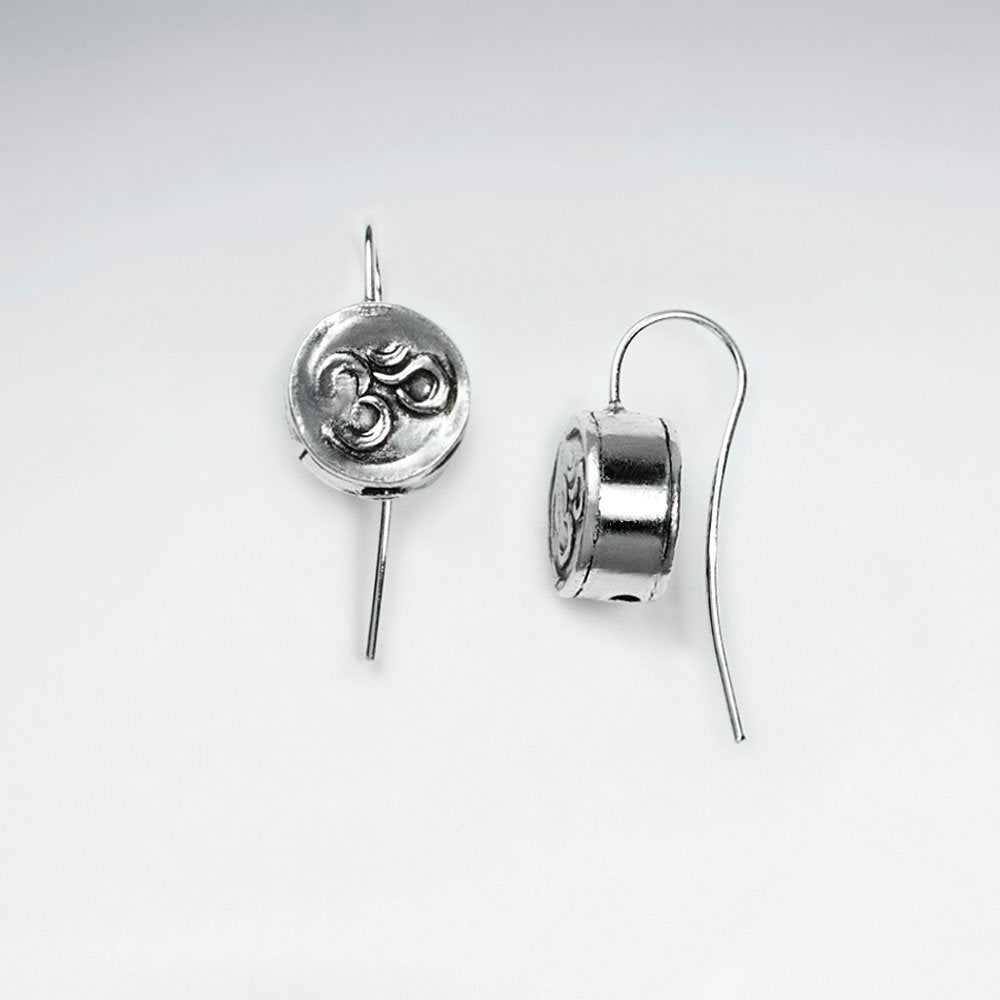 Textured Oxidized Button Drop Earrings