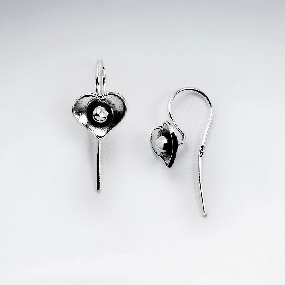 Oxidized Silver Heart Shaped Textured Earrings