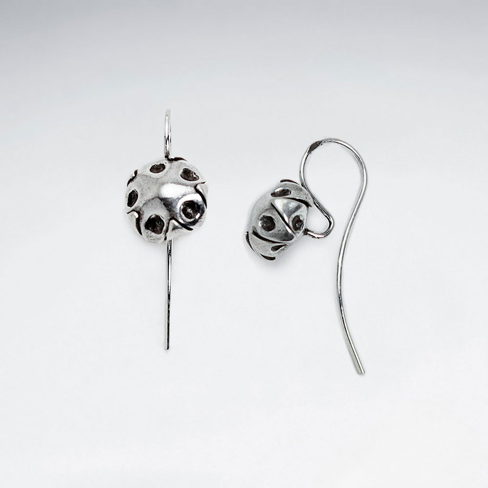 Spotted Button Earrings in Oxidized Silver