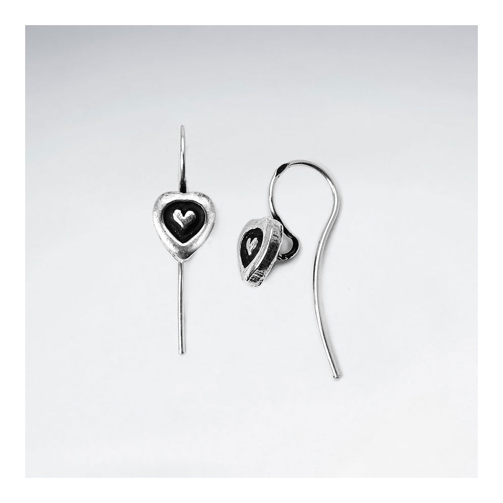 Heart Embossed Drop Button Earrings