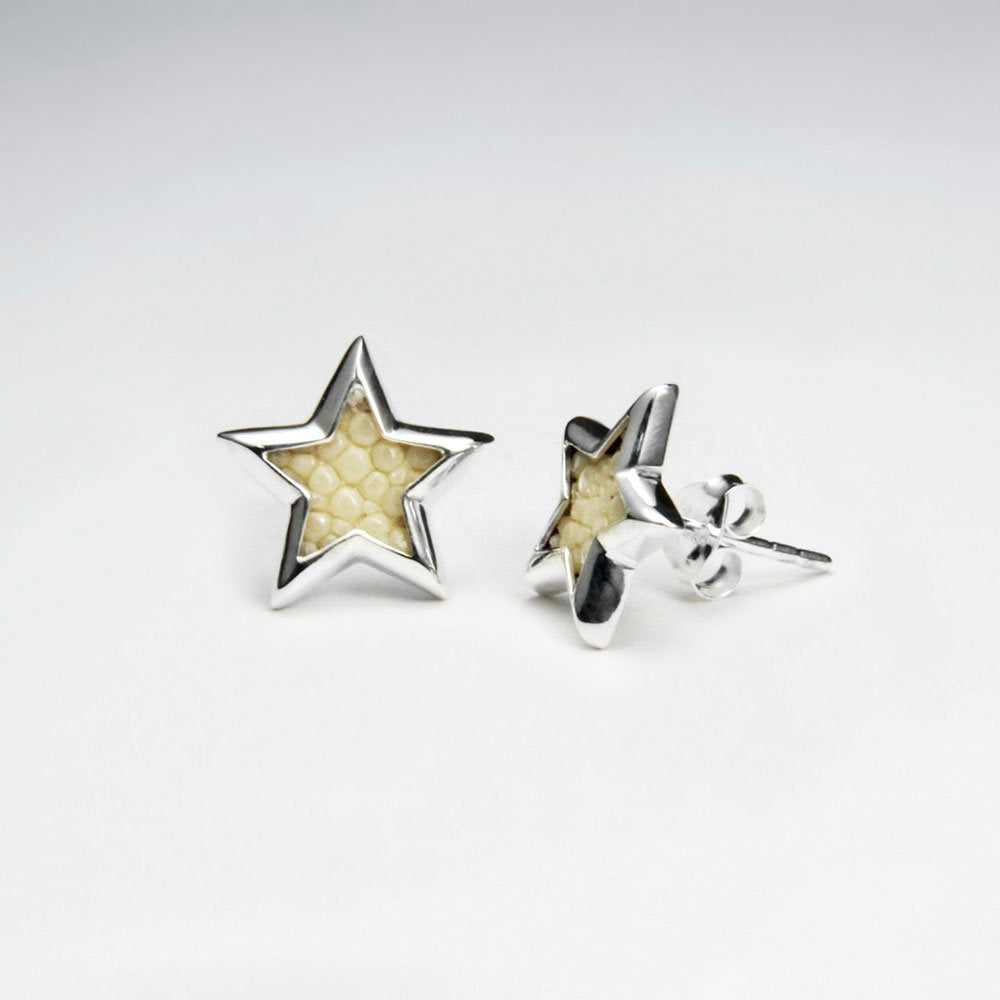 White Star Stingray Silver Stud Earring