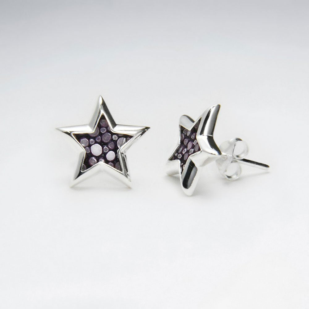 White Star Stingray Silver Stud Earring