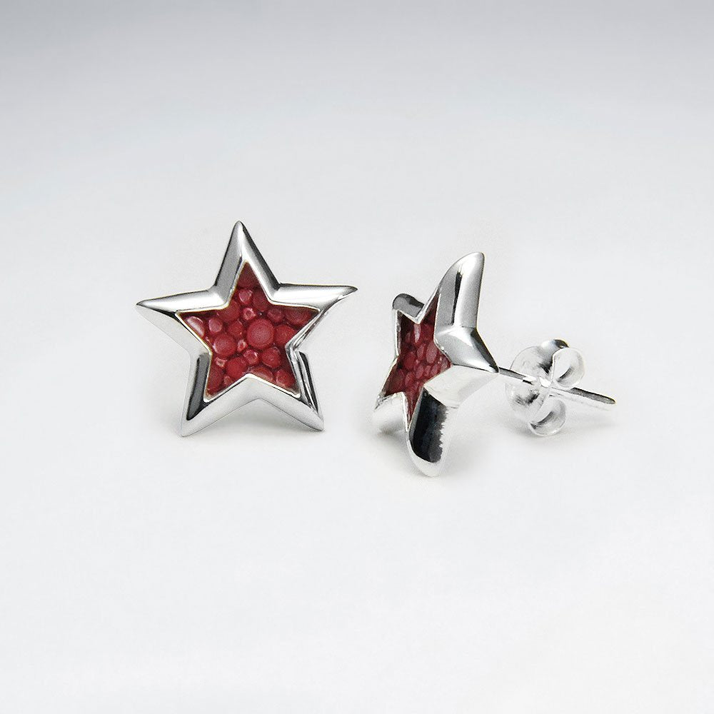 White Star Stingray Silver Stud Earring