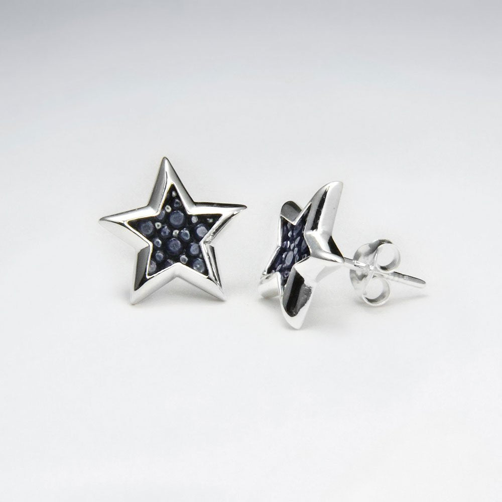 White Star Stingray Silver Stud Earring