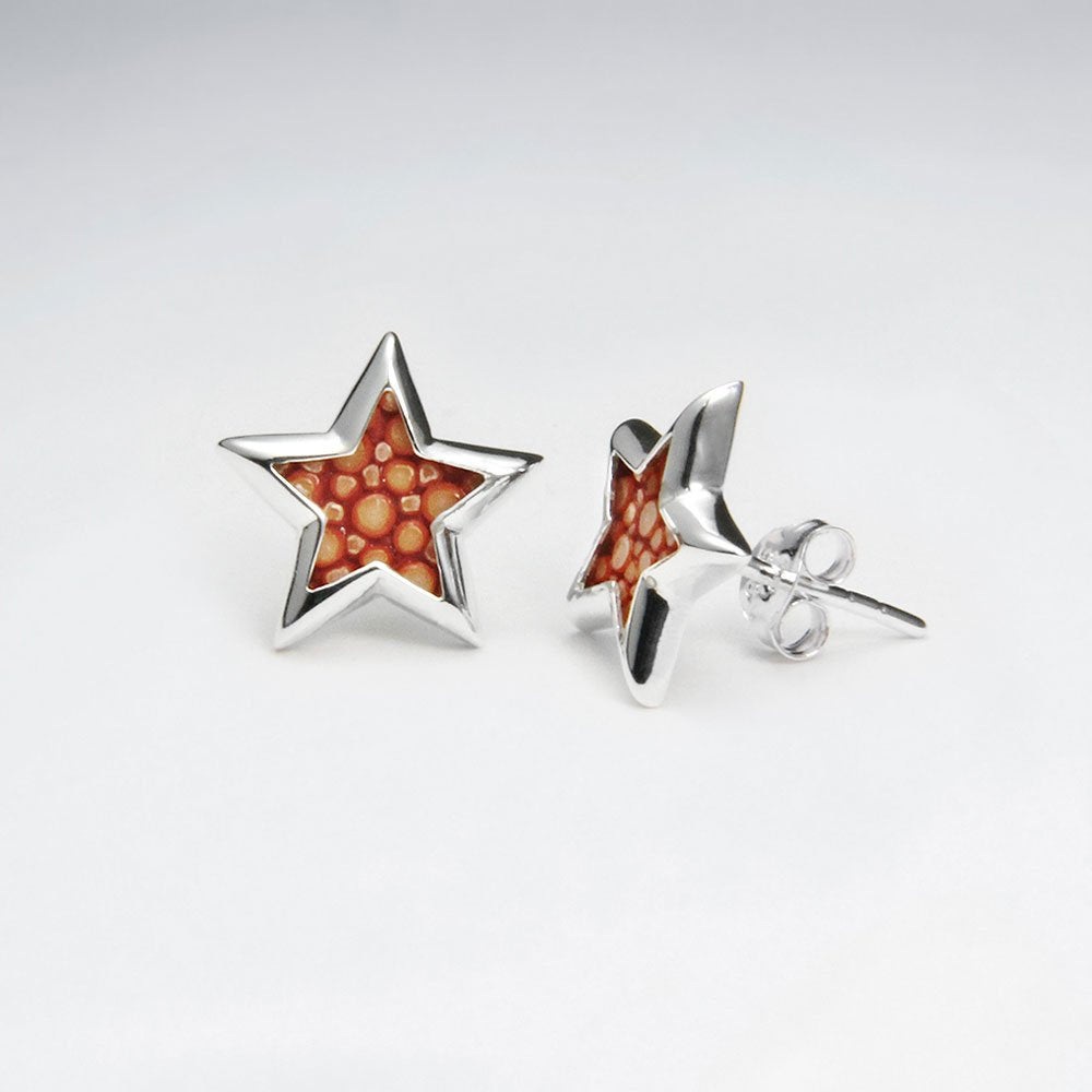 White Star Stingray Silver Stud Earring