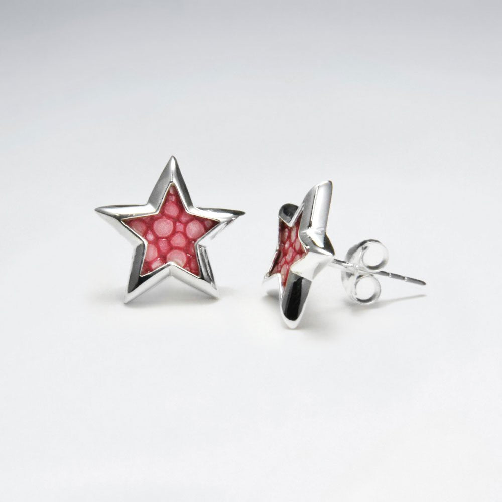 White Star Stingray Silver Stud Earring