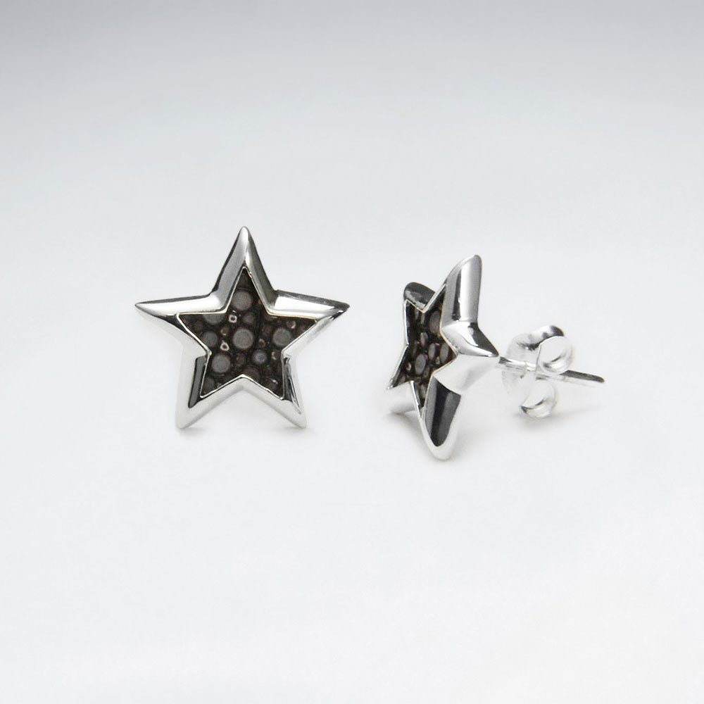 White Star Stingray Silver Stud Earring