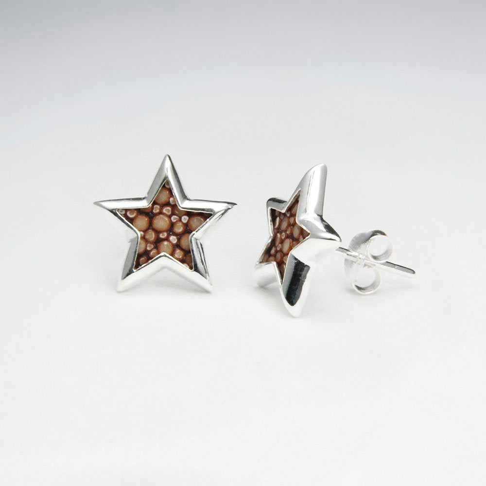 White Star Stingray Silver Stud Earring