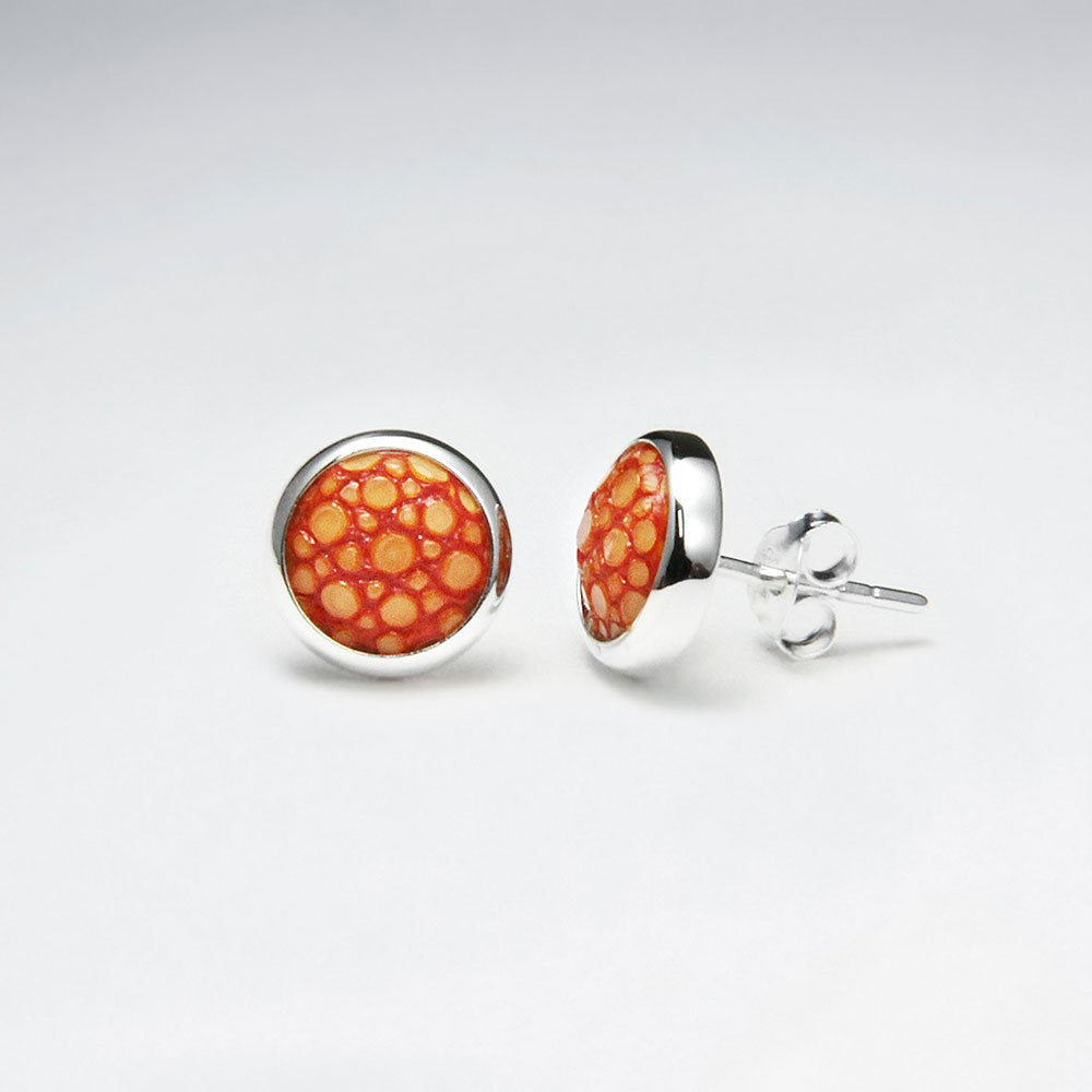 Black Round 10mm Stingray Silver Stud Earring