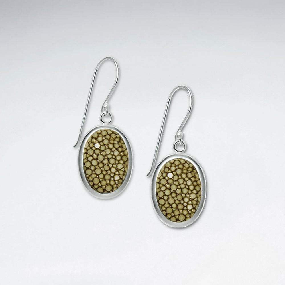 Blue Oval Stingray Dangling Silver Earring