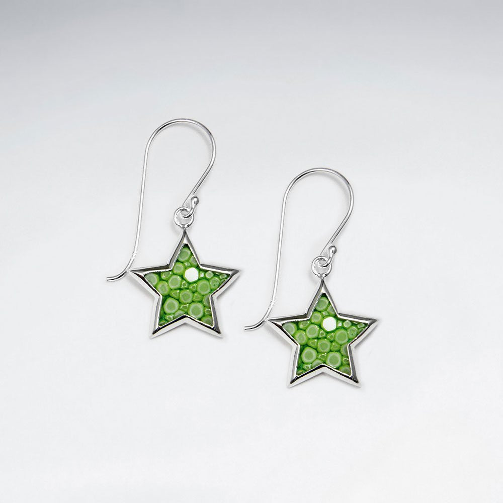 Pink Star Stingray Dangling Silver Earring