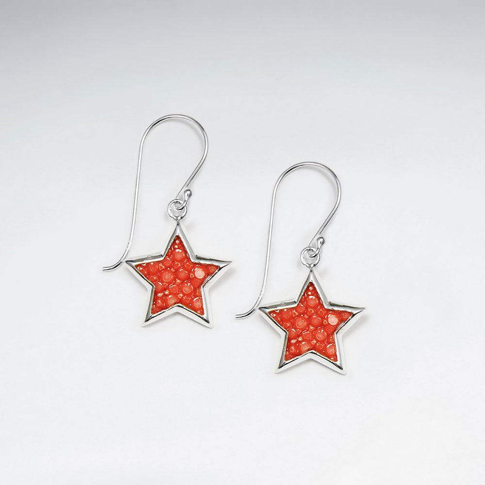 Pink Star Stingray Dangling Silver Earring