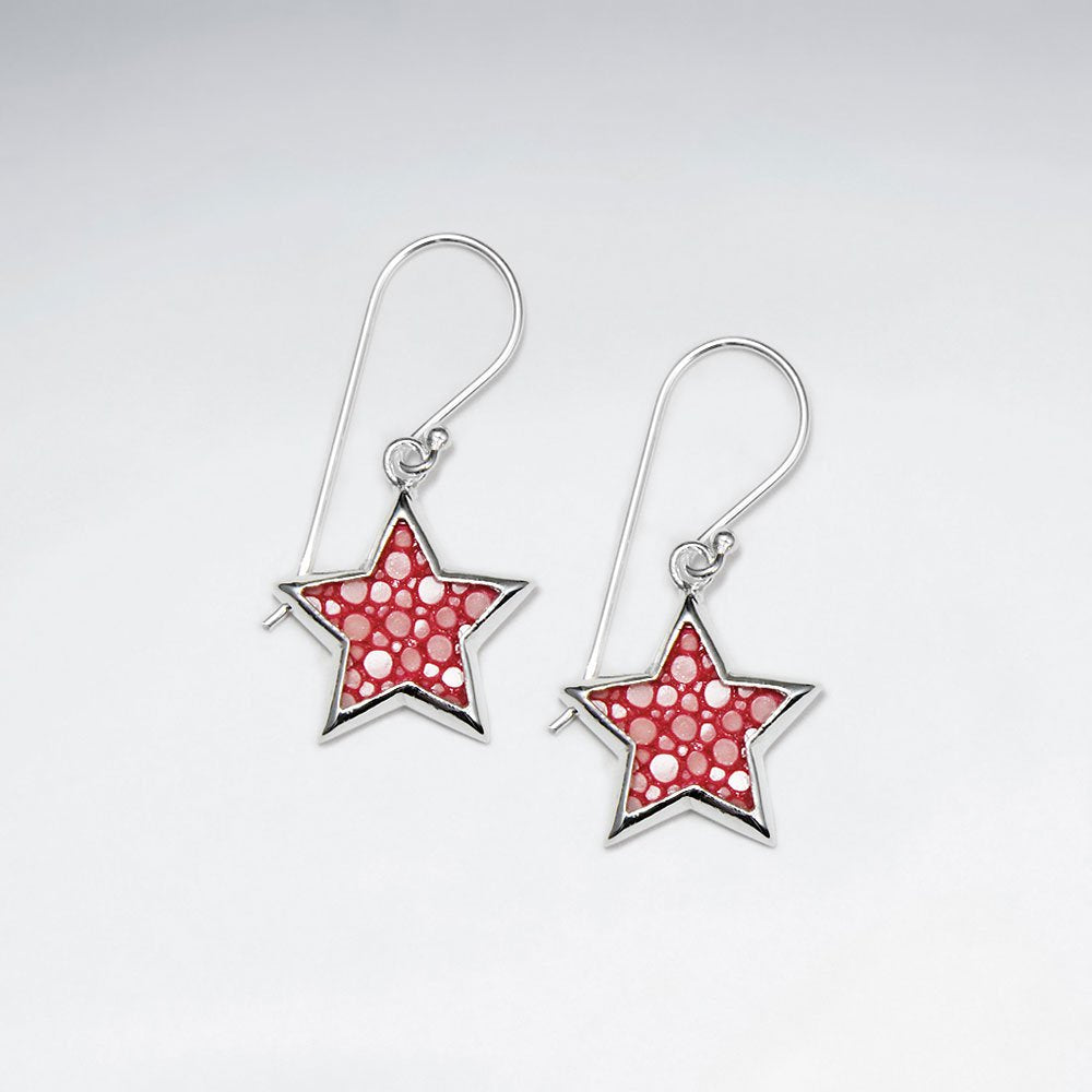 Pink Star Stingray Dangling Silver Earring
