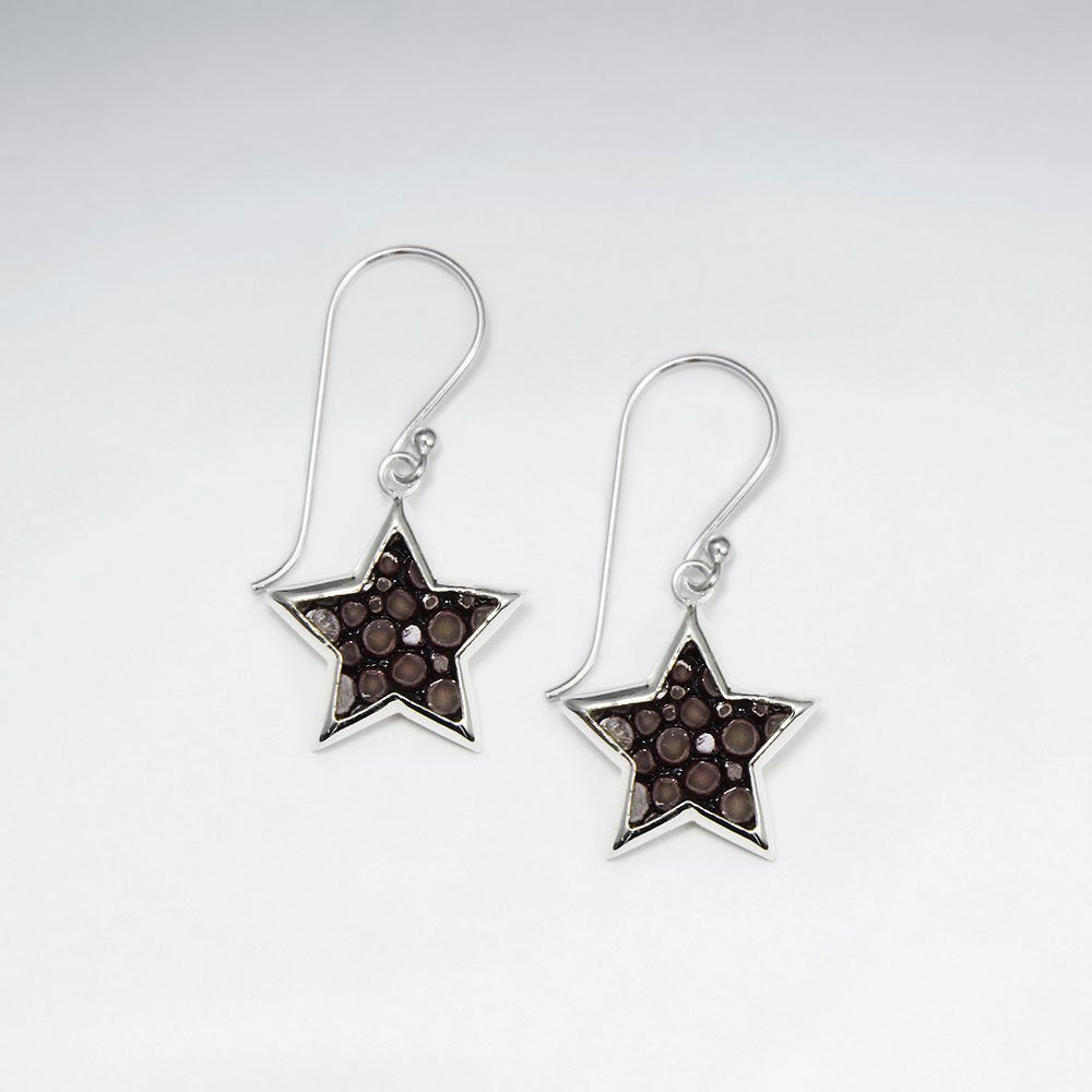 Pink Star Stingray Dangling Silver Earring