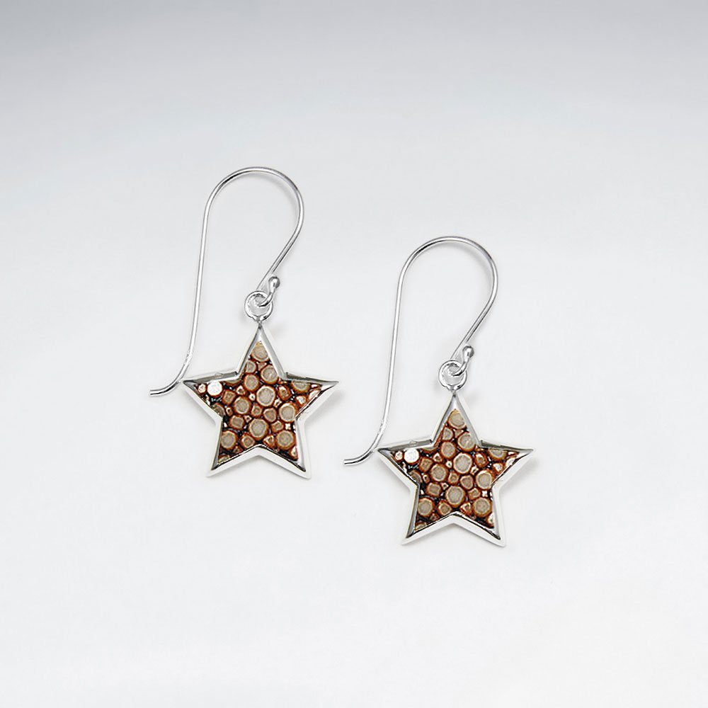 Pink Star Stingray Dangling Silver Earring