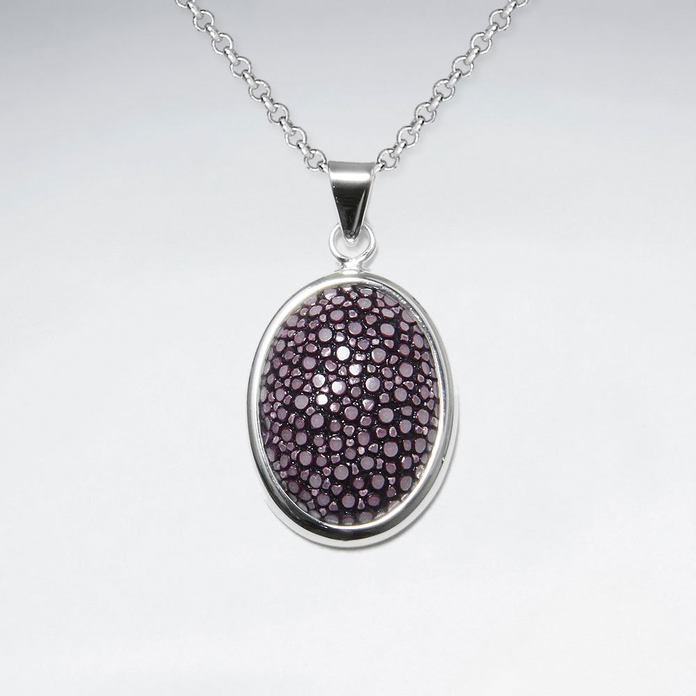 Dark Yellow Oval Stingray Silver Pendant