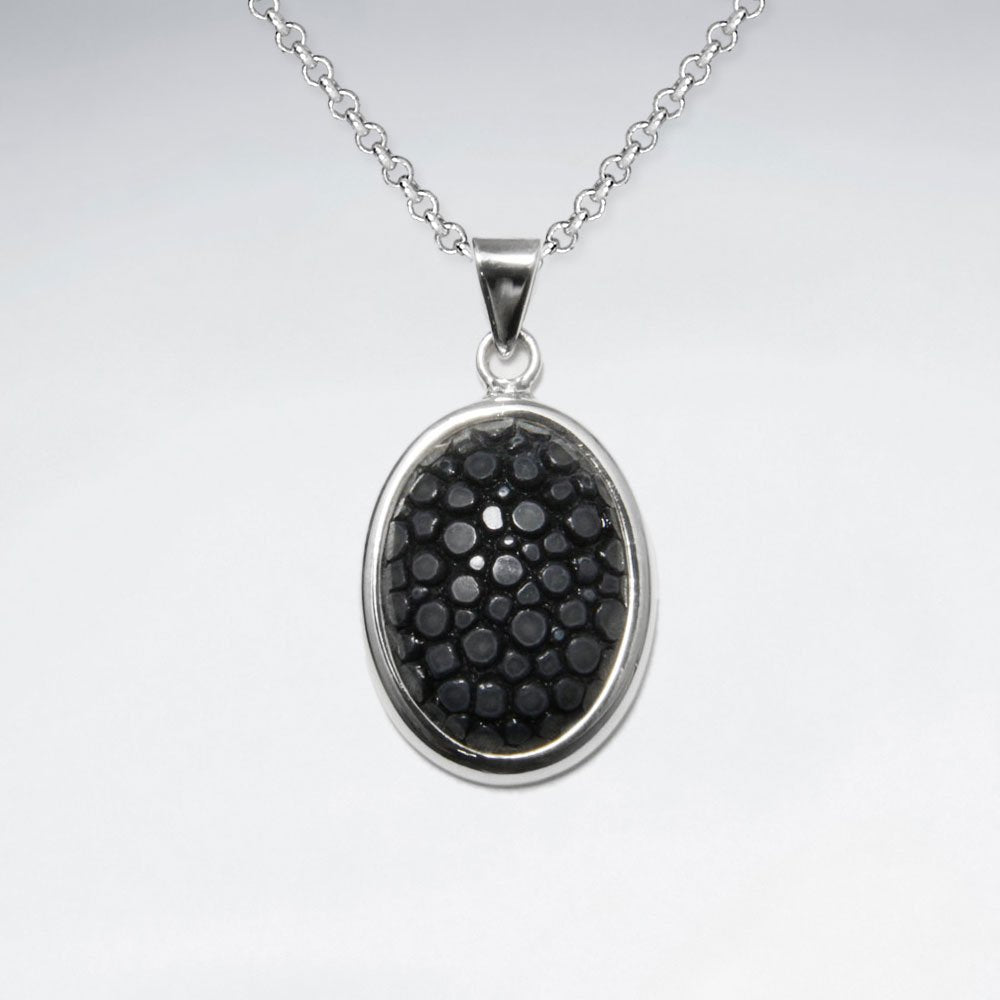 Dark Yellow Oval Stingray Silver Pendant