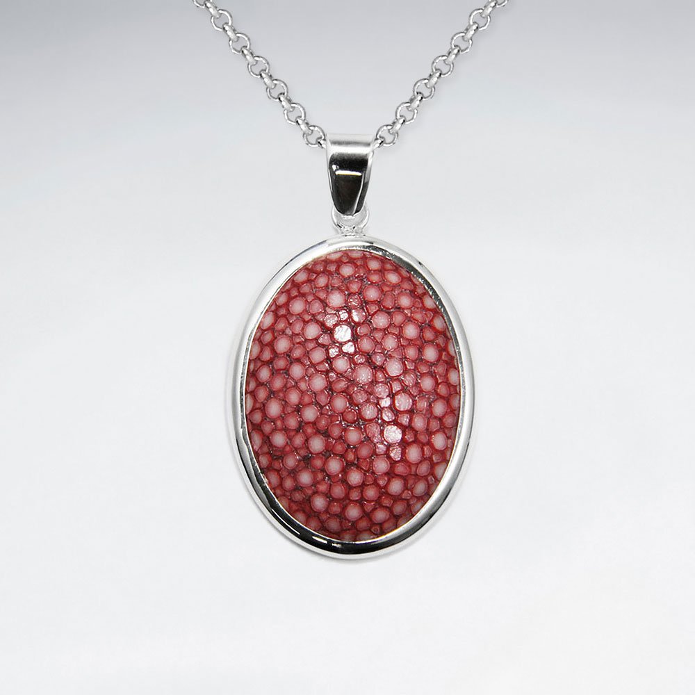 Red Stingray Oval SilverPendant