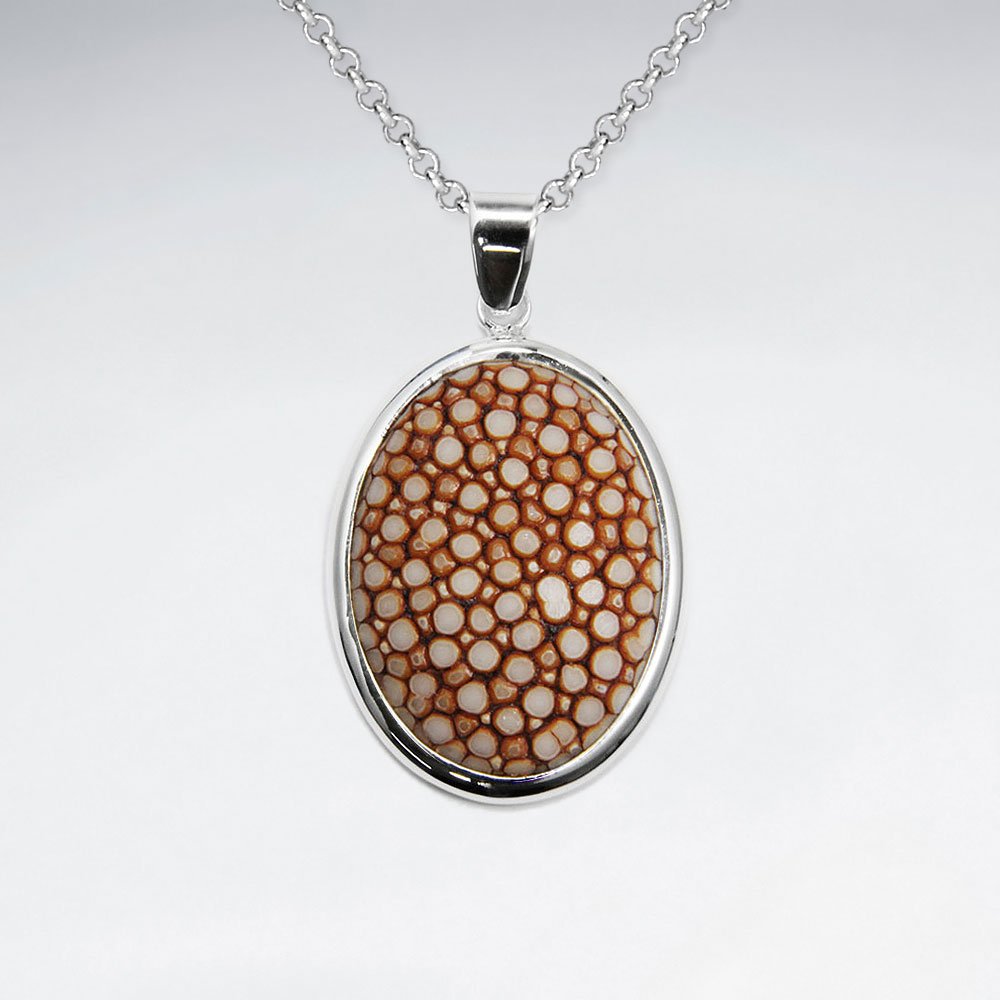 Red Stingray Oval SilverPendant