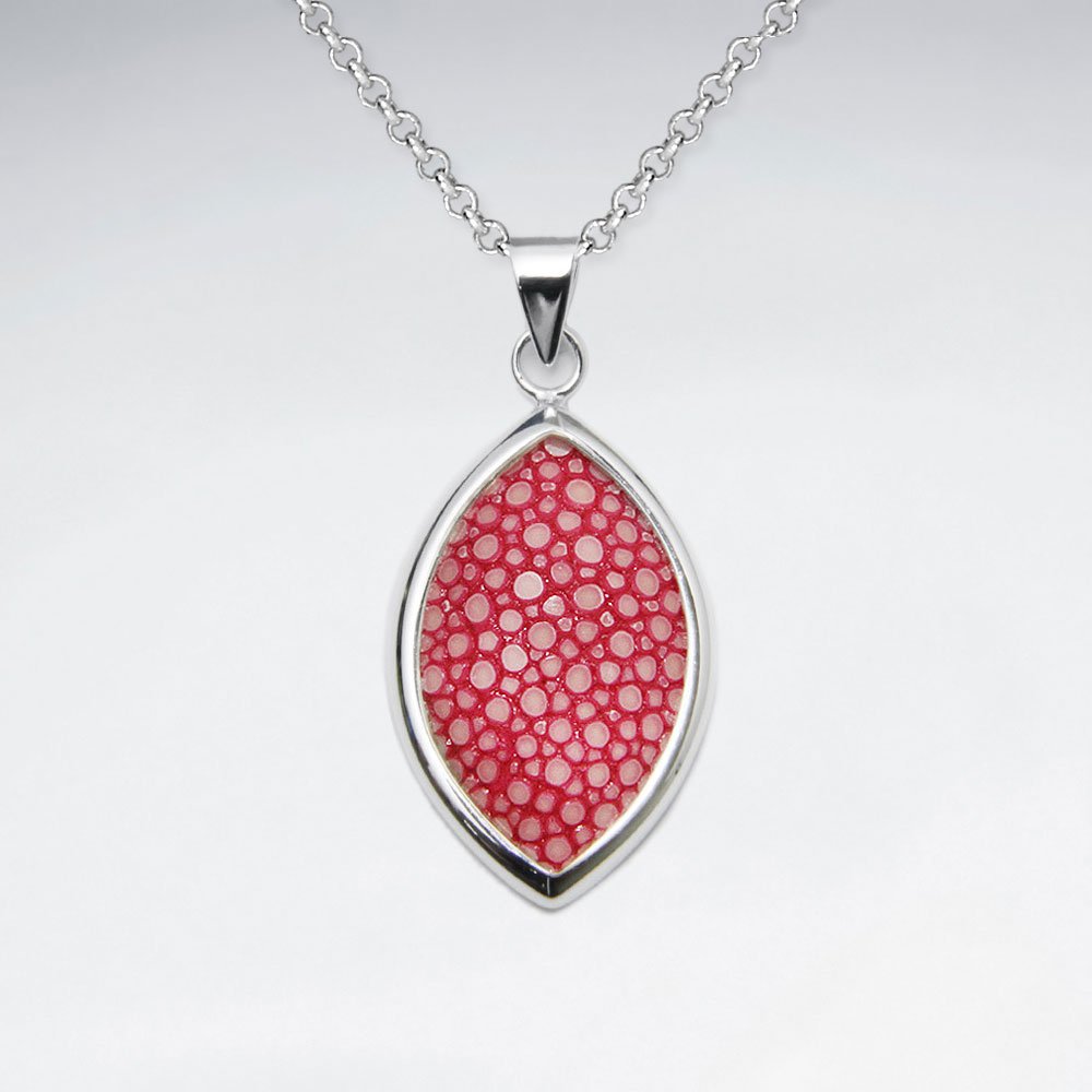 Light Green Stingray Marquise Dangling Silver Pendant