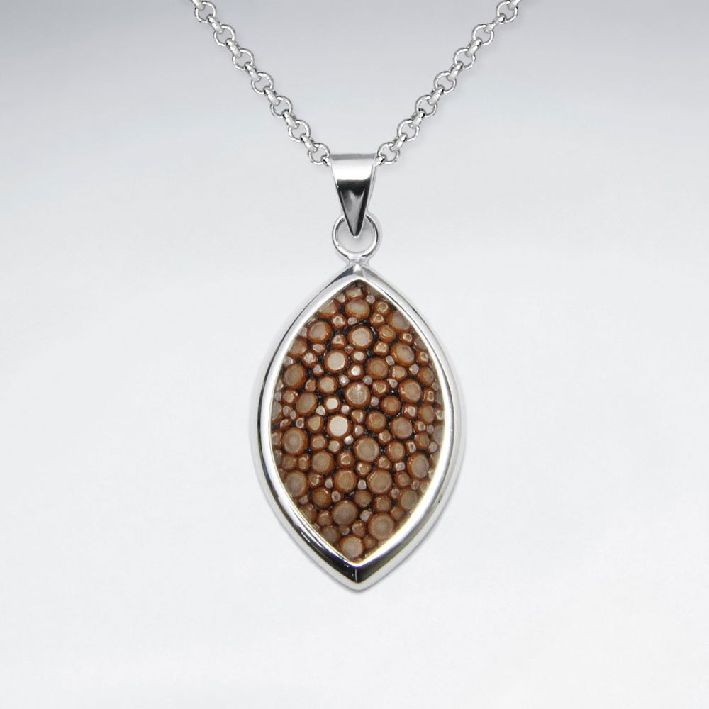 Light Green Stingray Marquise Dangling Silver Pendant