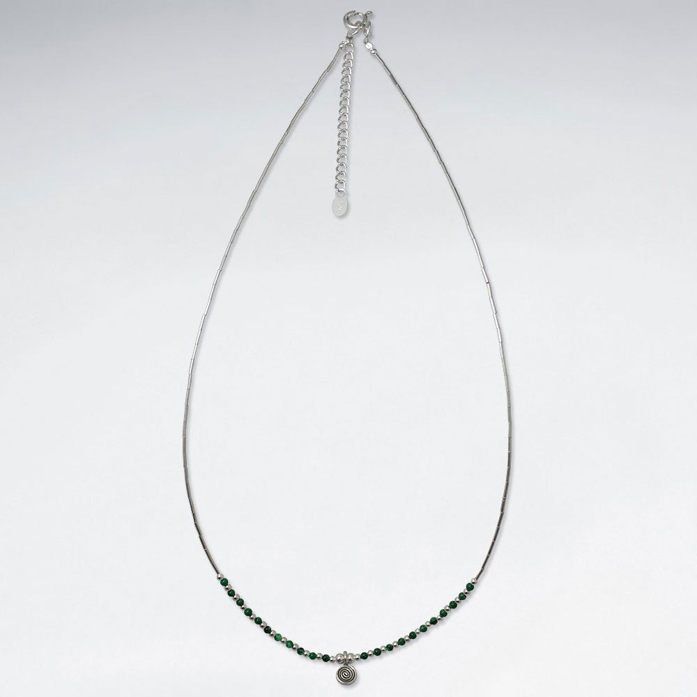 16.5" Round Necklace With Silver Spiral Charm