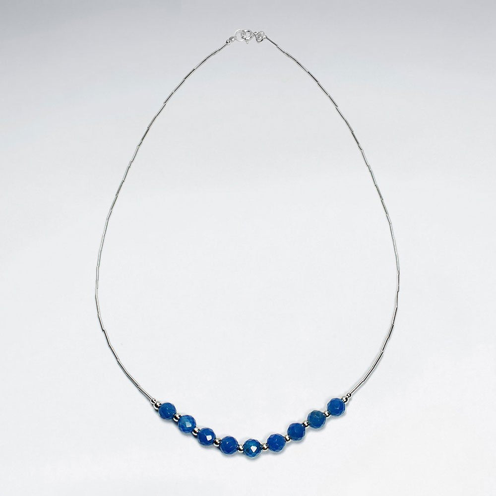 16.5'' Elegant Sterling Silver Necklace With Agate Gems
