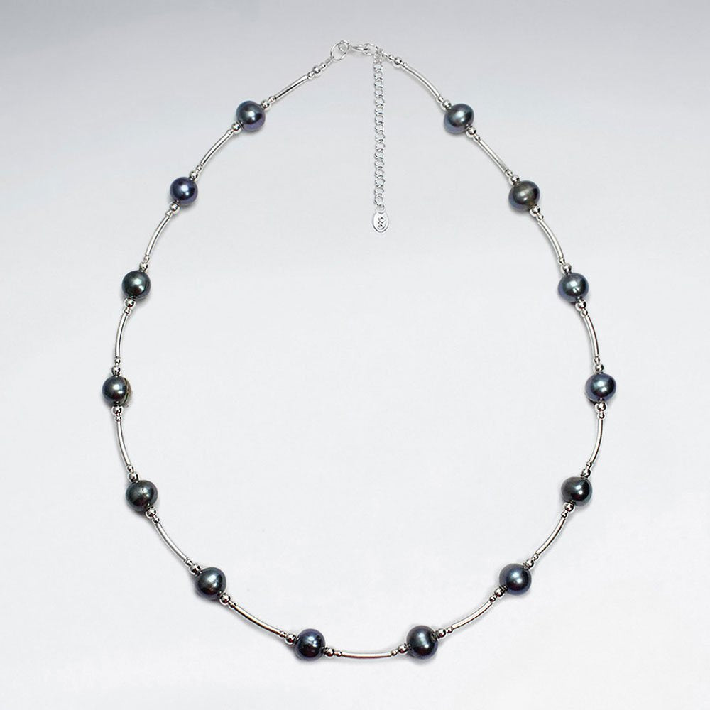 16.5" Adjustable Gorgrous Sterling  Silver and Pearl Necklace