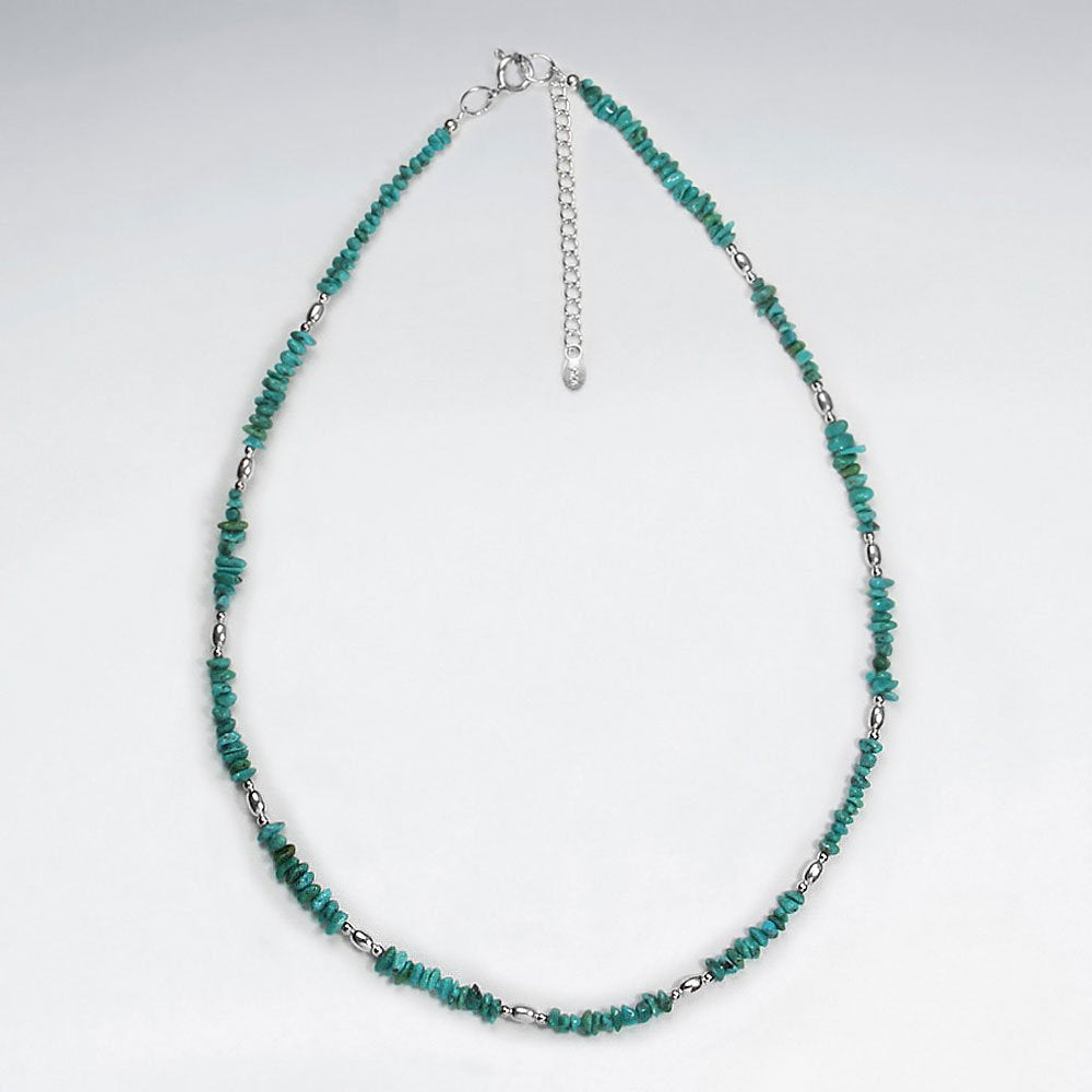 16.5" Adjustable Turquoise Necklace in Sterling Silver