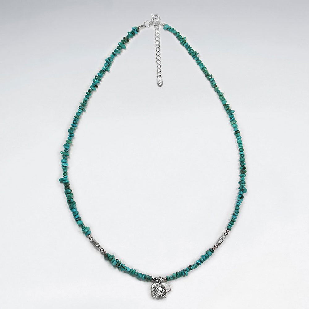 16.5" Adjustable Turquoise Necklace in Sterling Silver With Pendant