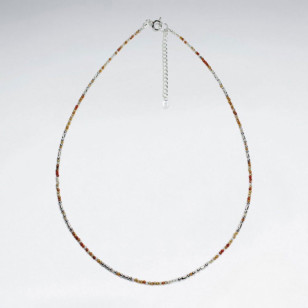 16.5" Adjustable Sterling Silver Necklace in Lovely Carnelian