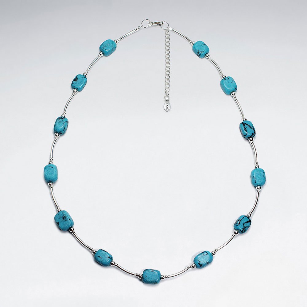 16.5" Adjustable Sterling Silver Turquoise Necklace
