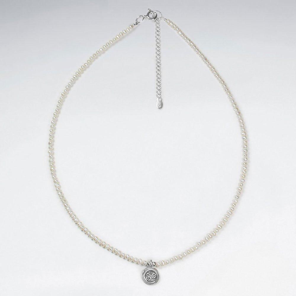 16.5" Adjustable Necklace in Sterling Silver With Round Pendant