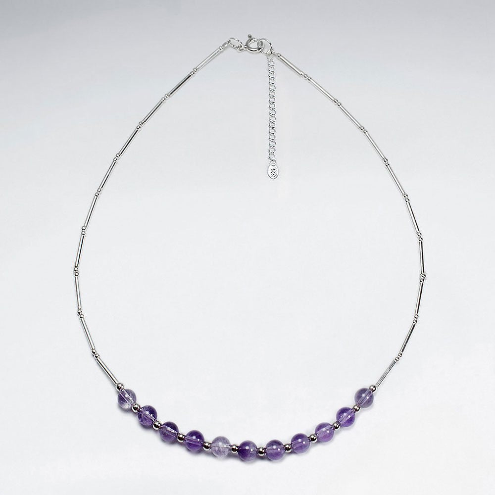 16.5" Adjustable Amethyst Accent Necklace in Divine Sterling Silver