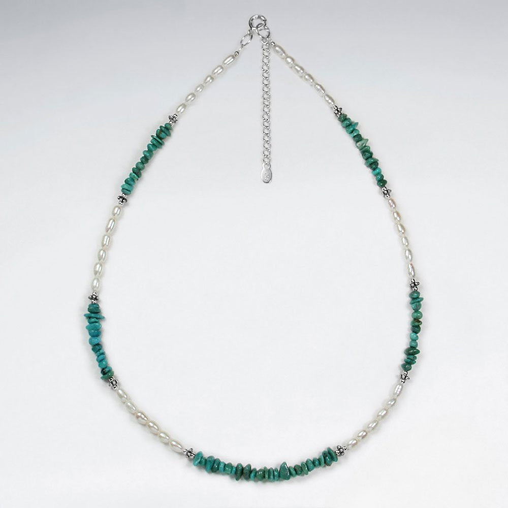 16.5" Adjustable Captivating Turquoise and Sterling Silver Necklace