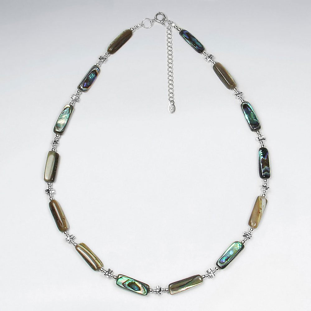 16.5" Adjustable Stylish Abalone and Sterling Silver  Necklace
