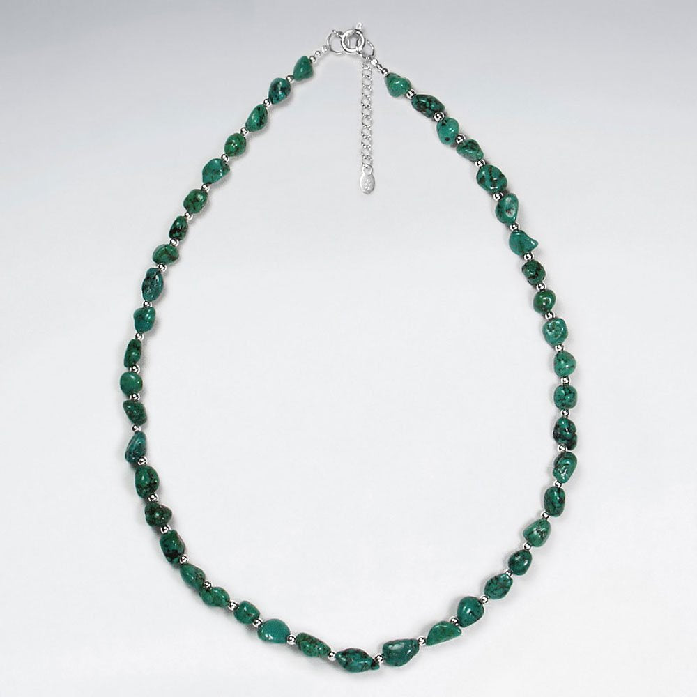 16.5" Adjustable Turquoise Bead and Sterling Silver Necklace