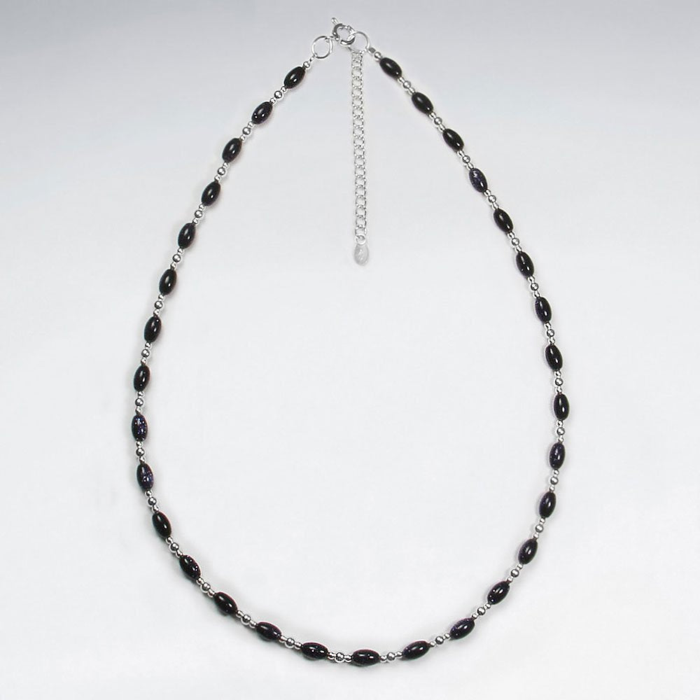 16.5" Adjustable Amazingly Stunning Blue Sandstone and Sterling Silver Necklace