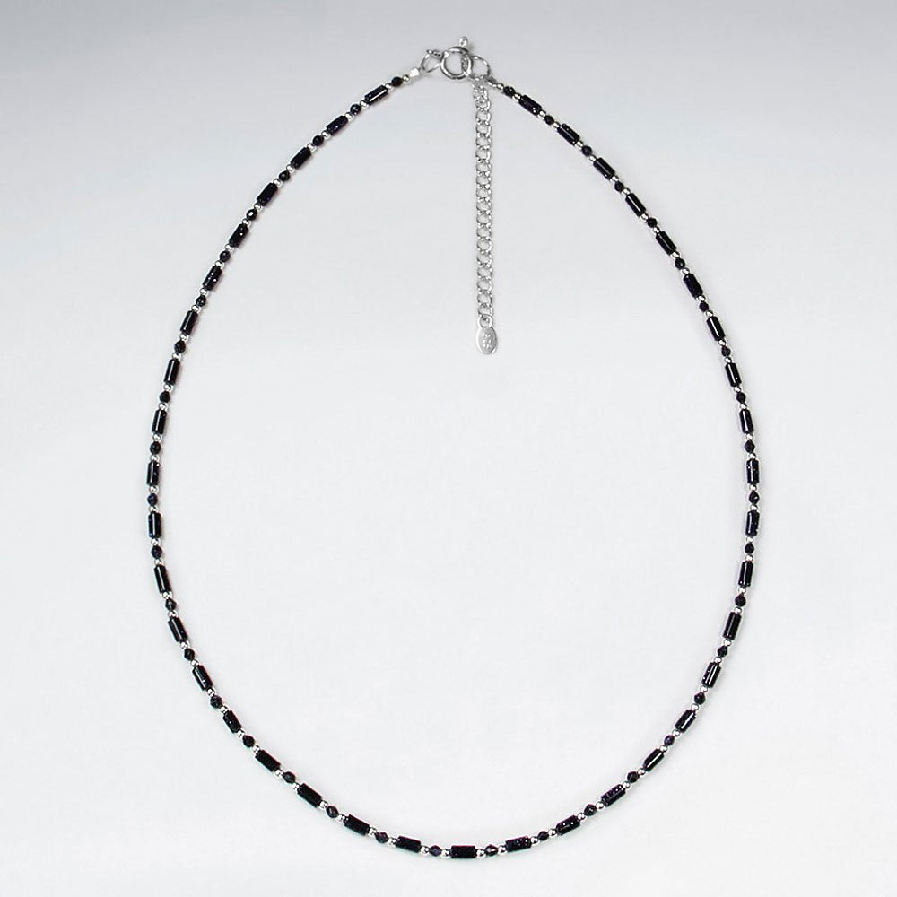 16.5" Adjustable Delicate Blue Sandstone Necklace in Beautiful 925 Sterling Silver